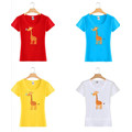 Giraffe Printing Fashion Custom Cotton Wholesale Girl Tee T Shirt